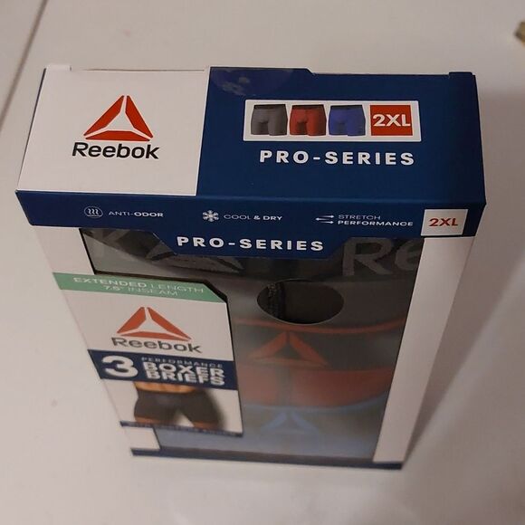 Reebok Pro Seriez 3-Pack Extended Lengths Performance Boxer Briefs Size 2XL - Picture 1 of 5